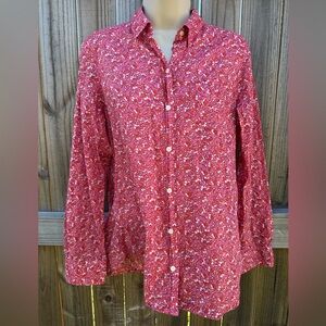 Gap Women’s Red Floral Button-Up Top (Medium)